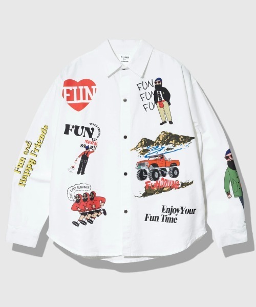 go slow caravan(ゴースローキャラバン)の「MODEM DESIGN/モデムデザイン L/S 総柄おじさんシャツ(シャツ/ブラウス・メンズ・ブルー/ホワイト・X-LARGE/MEDIUM/LARGE)」の2枚目の写真