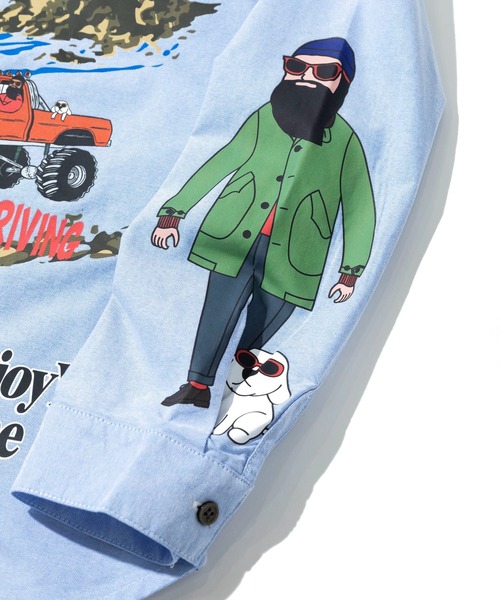 go slow caravan(ゴースローキャラバン)の「MODEM DESIGN/モデムデザイン L/S 総柄おじさんシャツ(シャツ/ブラウス・メンズ・ブルー/ホワイト・X-LARGE/MEDIUM/LARGE)」の8枚目の写真