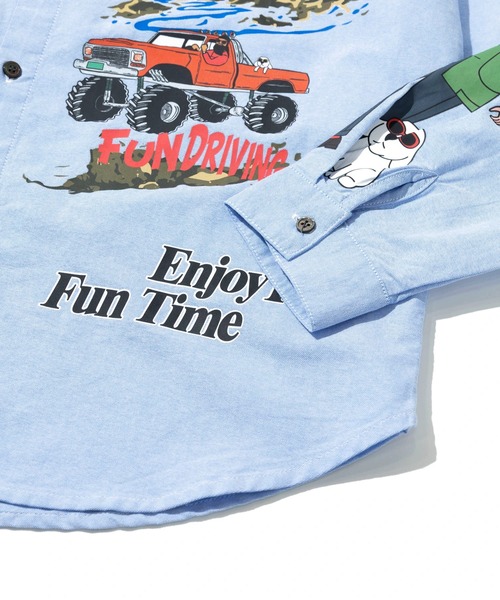 go slow caravan(ゴースローキャラバン)の「MODEM DESIGN/モデムデザイン L/S 総柄おじさんシャツ(シャツ/ブラウス・メンズ・ブルー/ホワイト・X-LARGE/MEDIUM/LARGE)」の14枚目の写真