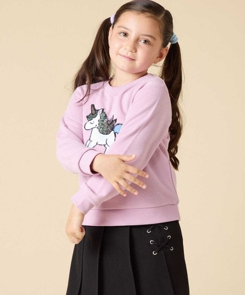 a.v.v（アーヴェヴェ）の「[110-150]【通学にもオススメ/選べる３デザイン】モチーフアソートトレーナー（Tシャツ/カットソー・キッズ・ネイビー/ダークインディゴブルー/ライトピンク・110/120/130/150/140）」の5枚目の写真