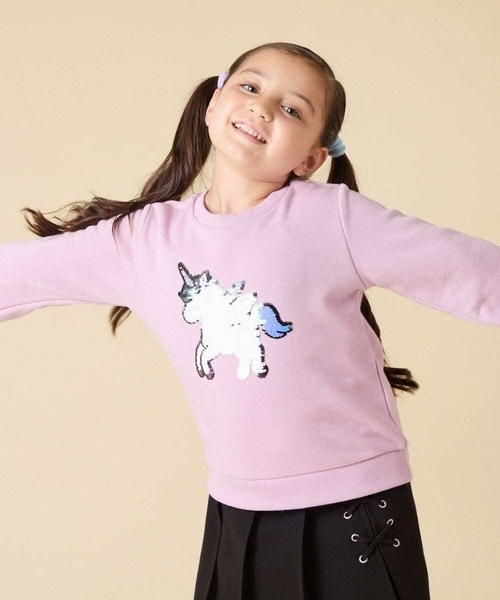 a.v.v（アーヴェヴェ）の「[110-150]【通学にもオススメ/選べる３デザイン】モチーフアソートトレーナー（Tシャツ/カットソー・キッズ・ネイビー/ダークインディゴブルー/ライトピンク・110/120/130/150/140）」の6枚目の写真