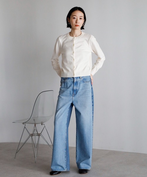 amini（アミニ）の「クルーネックニットカーディガン（カーディガン/ボレロ・レディース・ホワイト/ブラウン/レッド/グレー/ブラック・MEDIUM）」の14枚目の写真