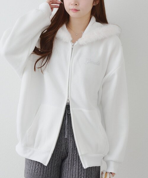 ラメキラキラファーパーカー（パーカー）｜continuer de NICE CLAUP