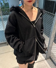 continuer de NICE CLAUP(コンティニューデナイスクラップ)のラメキラキラファーパーカー(パーカー)