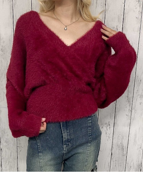 GORGE(ゴージ)の「《カシュクール×フェザータッチ》レディース ニットプルオーバー ショート丈 秋冬(ニット/セーター・レディース・ボルドー/ピンク/アイボリー/ネイビー・F)」の5枚目の写真