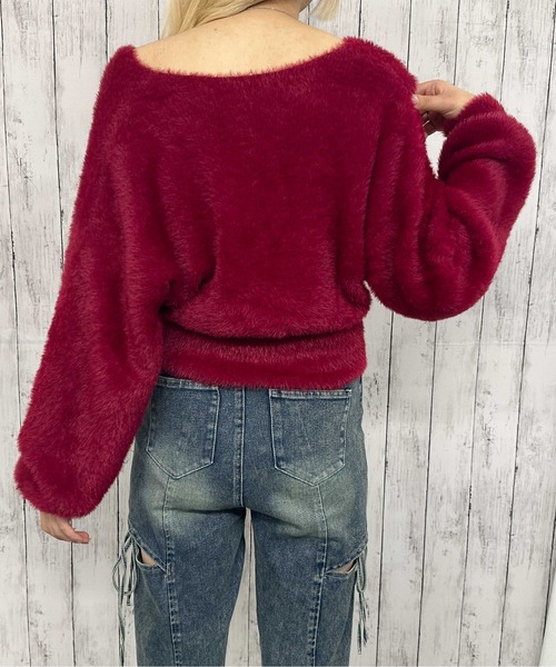 GORGE(ゴージ)の「《カシュクール×フェザータッチ》レディース ニットプルオーバー ショート丈 秋冬(ニット/セーター・レディース・ボルドー/ピンク/アイボリー/ネイビー・F)」の8枚目の写真
