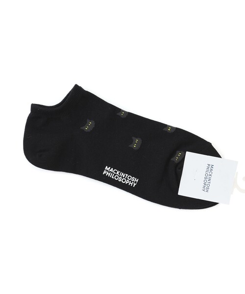 MACKINTOSH PHILOSOPHY(マッキントッシュ フィロソフィー)の「キャットモチーフ アンクレット カジュアルソックス(ソックス/靴下・メンズ・ブラック/グレー系その他・FREE)」の2枚目の写真