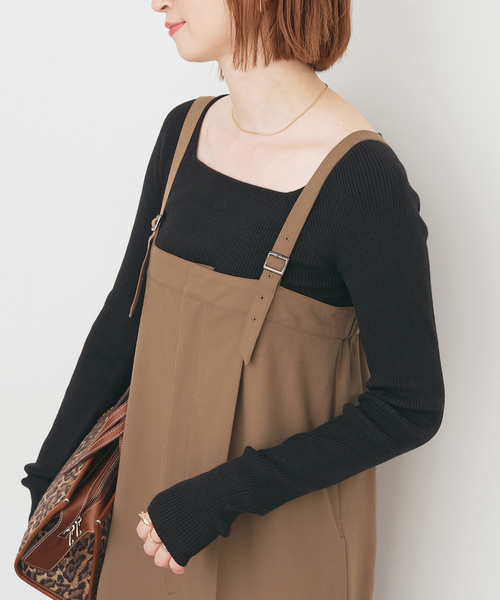 Spick & Span(スピックアンドスパン)の「《手洗い可》スクエアリブニット(ニット/セーター・レディース・ブラウン/ベージュ/ブラック・FREE)」の2枚目の写真