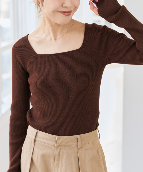 Spick & Span(スピックアンドスパン)の「《手洗い可》スクエアリブニット(ニット/セーター・レディース・ブラウン/ベージュ/ブラック・FREE)」の14枚目の写真