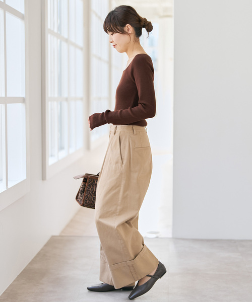 Spick & Span(スピックアンドスパン)の「《手洗い可》スクエアリブニット(ニット/セーター・レディース・ブラウン/ベージュ/ブラック・FREE)」の15枚目の写真