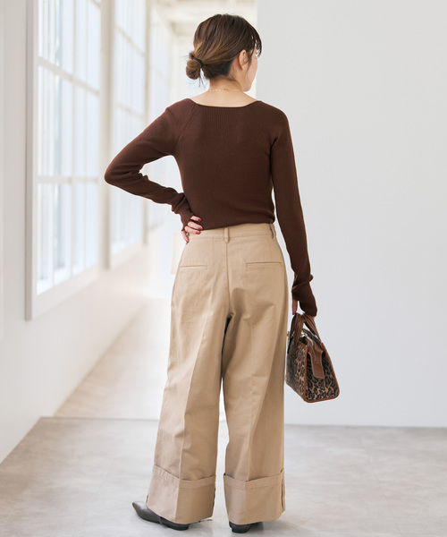 Spick & Span(スピックアンドスパン)の「《手洗い可》スクエアリブニット(ニット/セーター・レディース・ブラウン/ベージュ/ブラック・FREE)」の16枚目の写真