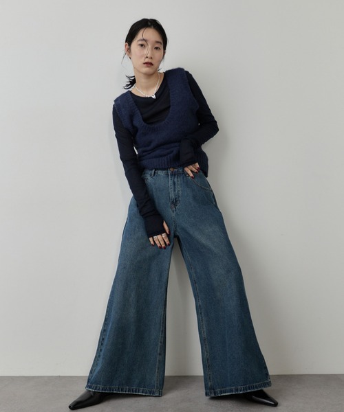 HANNE（アン）の「ローライズデニムバギーパンツ（デニムパンツ・レディース・ブルー・MEDIUM/SMALL）」の2枚目の写真