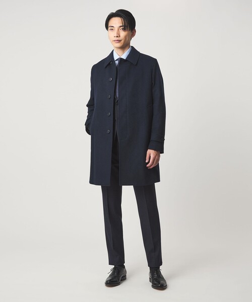 ウールカシミヤ バルカラーコート ステンカラーコート（ステンカラー