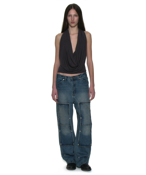 PARTIMENTO WOMEN（パルティメントウィメン）の「トランスフォームダブルニーパッチジーンズ_ミッドブルー（デニムパンツ・レディース・その他・MEDIUM/SMALL）」の7枚目の写真