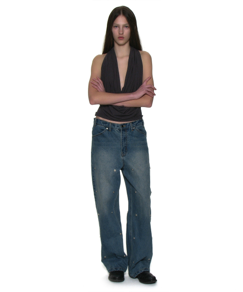 PARTIMENTO WOMEN（パルティメントウィメン）の「トランスフォームダブルニーパッチジーンズ_ミッドブルー（デニムパンツ・レディース・その他・MEDIUM/SMALL）」の8枚目の写真