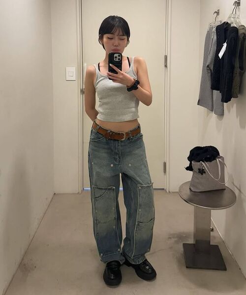 PARTIMENTO WOMEN（パルティメントウィメン）の「トランスフォームダブルニーパッチジーンズ_ミッドブルー（デニムパンツ・レディース・その他・MEDIUM/SMALL）」の9枚目の写真