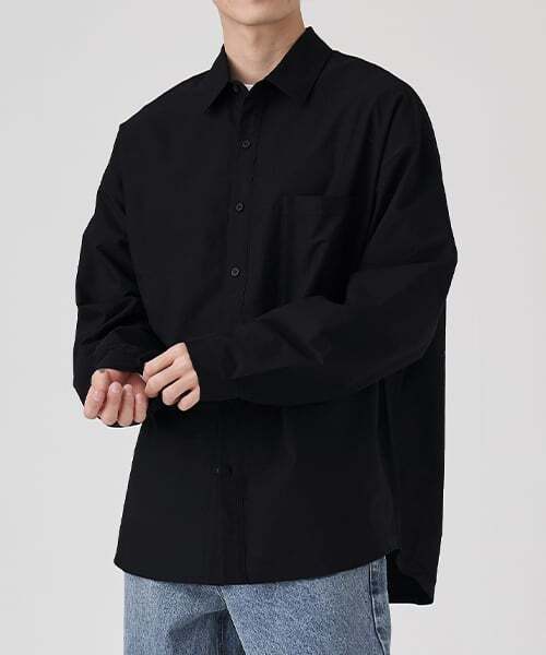 TOFFEE(トフィー)の「オーバーサイズオックスフォードシャツ(ブラック)(シャツ/ブラウス・メンズ・その他・MEDIUM/LARGE)」の1枚目の写真