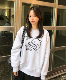 ピクセルスタードルフィン スウェット メランジホワイト