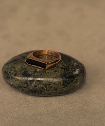 bonu.（ボヌ）の「【サージカルステンレス】ブラックエナメルシグネットリング（リング・レディース）」