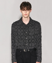 CUT OFF HAIRY CHECK SHIRT BLACK
