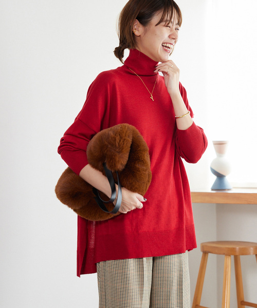 JOURNAL STANDARD relume(ジャーナルスタンダード レリューム)の「《追加3 / 一部WEB限定》BiellaYarnワイドタートルネック(ニット/セーター・レディース・ブラウン/ライトグレー/レッド/チャコールグレー/ライトブルー・FREE)」の5枚目の写真