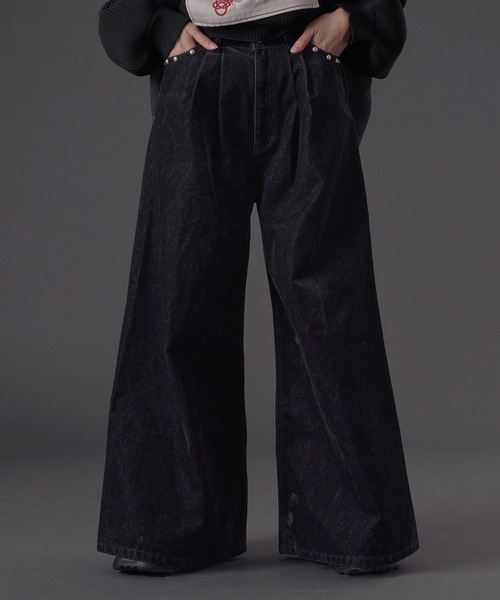 狐独(コドク)の「バギースタッズフロッキーデニム(デニムパンツ・メンズ・ブラック・LARGE/MEDIUM/SMALL)」の12枚目の写真