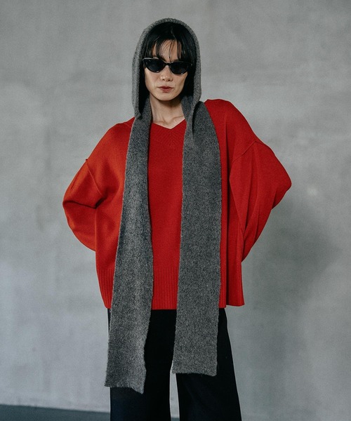 LEPSIM（レプシィム）の「フードストール　604774（ストール/ショール・レディース・ベージュ/チャコールグレー・ONE SIZE）」の18枚目の写真