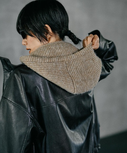 LEPSIM（レプシィム）の「フードストール　604774（ストール/ショール・レディース・ベージュ/チャコールグレー・ONE SIZE）」の21枚目の写真