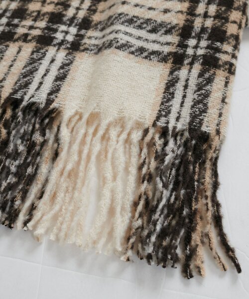 ユニセックス】ループヤーン縮絨チェックマフラー（マフラー