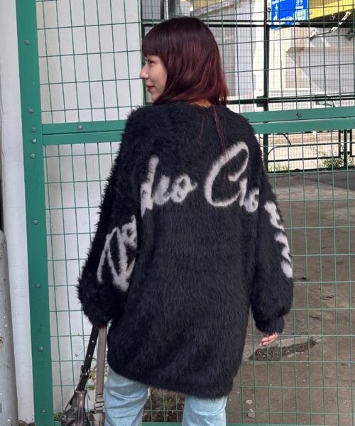 RODEO CROWNS WIDE BOWL（ロデオクラウンズワイドボウル）の「シャギーロゴニットワンピース（ワンピース・レディース・ブラック/ライトブルー/グレー/オフホワイト・FREE）」の2枚目の写真