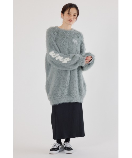 RODEO CROWNS WIDE BOWL（ロデオクラウンズワイドボウル）の「シャギーロゴニットワンピース（ワンピース・レディース・ブラック/ライトブルー/グレー/オフホワイト・FREE）」の21枚目の写真