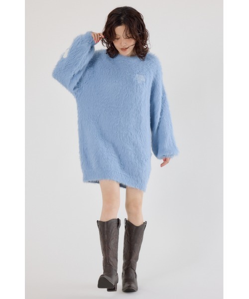 RODEO CROWNS WIDE BOWL（ロデオクラウンズワイドボウル）の「シャギーロゴニットワンピース（ワンピース・レディース・ブラック/ライトブルー/グレー/オフホワイト・FREE）」の13枚目の写真