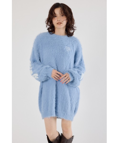 RODEO CROWNS WIDE BOWL（ロデオクラウンズワイドボウル）の「シャギーロゴニットワンピース（ワンピース・レディース・ブラック/ライトブルー/グレー/オフホワイト・FREE）」の16枚目の写真