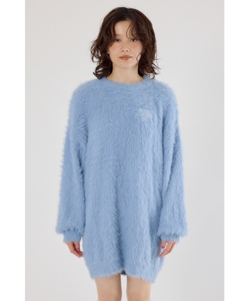 RODEO CROWNS WIDE BOWL（ロデオクラウンズワイドボウル）の「シャギーロゴニットワンピース（ワンピース・レディース・ブラック/ライトブルー/グレー/オフホワイト・FREE）」の6枚目の写真