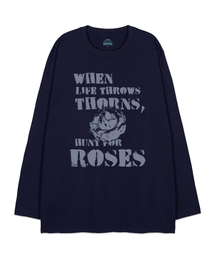 ローズオーバーサイズロングスリーブTシャツ_ネイビー