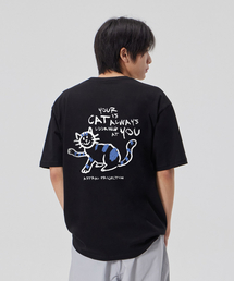 [ドゥドゥルキャット]コットンルーズフィット半袖Tシャツ_ブラック