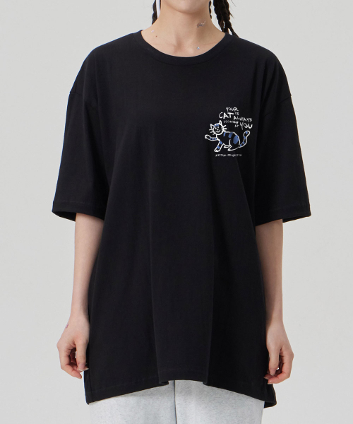 ASTRAL PROJECTION（アストラルプロジェクション）の「[ドゥドゥルキャット]コットンルーズフィット半袖Tシャツ_ブラック（Tシャツ/カットソー・メンズ・その他・LARGE/MEDIUM/X-LARGE/XX-LARGE）」の5枚目の写真