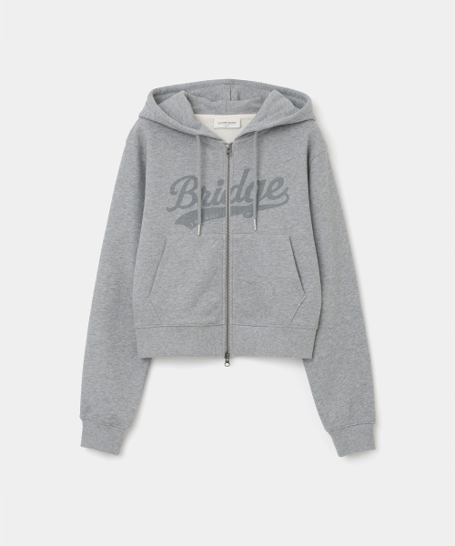 UNIFORM BRIDGE(ユニフォームブリッジ)の「logo hoodie zip-up crop fit(womens) melange grey(スウェット・メンズ・その他・SMALL/MEDIUM)」の1枚目の写真