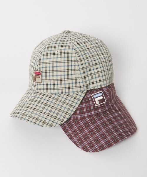 FILA（フィラ）の「【別注】＜FILA＞チェック キャップ（キャップ・レディース・ワインレッド/ナチュラル・FREE）」の3枚目の写真