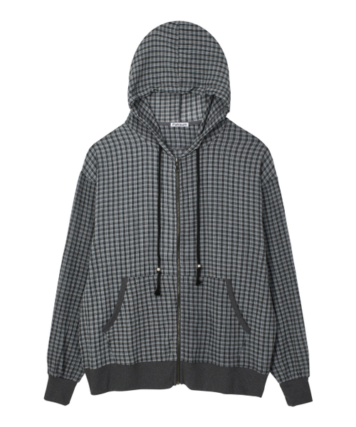 PAHISUM(パヒサム)の「チェックシースルージップアップ_クールチャコール(パーカー・レディース・その他・MEDIUM/LARGE)」の6枚目の写真