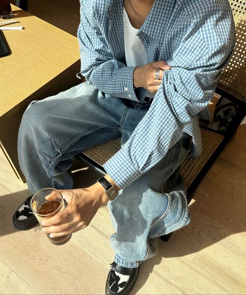 LEARVE(ルアブ)の「セグメントチェッククロップ長袖シャツブルー(シャツ/ブラウス・メンズ・その他・LARGE/MEDIUM/X-LARGE)」の7枚目の写真