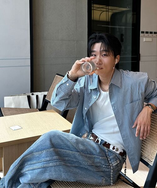 LEARVE(ルアブ)の「セグメントチェッククロップ長袖シャツブルー(シャツ/ブラウス・メンズ・その他・LARGE/MEDIUM/X-LARGE)」の3枚目の写真