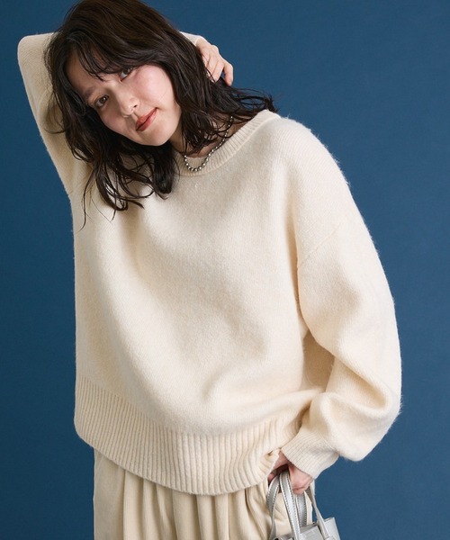 Green Parks(グリーンパークス)の「fuwaっと袖パフニットプルオーバー(ニット/セーター・レディース・杢グレー/ピンク/グリーン/ブルー/パープル/ホワイト系その他2・FREE)」の1枚目の写真