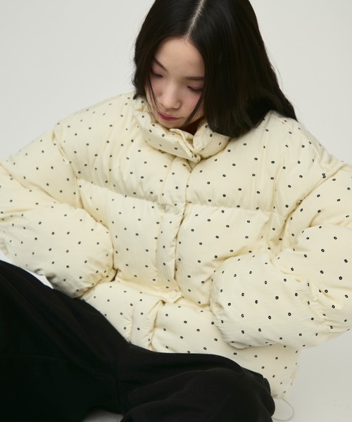 セール】Flower Dot Short Padding Jacket / フラワードットショート