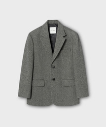 ウール100 ツイル オーバーサイズジャケット_MELANGE GREY