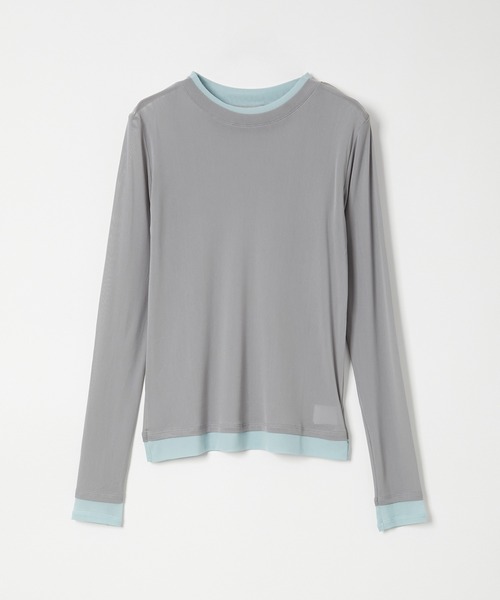 Muscat(マスカット)の「シアーレイヤード風 ロングスリーブトップス(Tシャツ/カットソー・レディース・ライトグレー/ダークブラウン/クリーム/ブラック・F)」の16枚目の写真