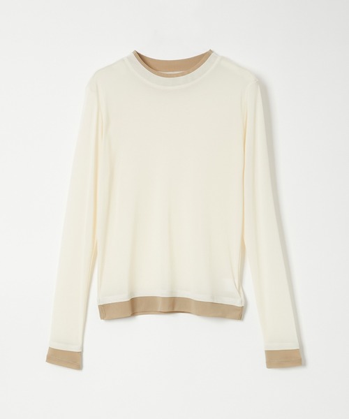 Muscat(マスカット)の「シアーレイヤード風 ロングスリーブトップス(Tシャツ/カットソー・レディース・ライトグレー/ダークブラウン/クリーム/ブラック・F)」の17枚目の写真