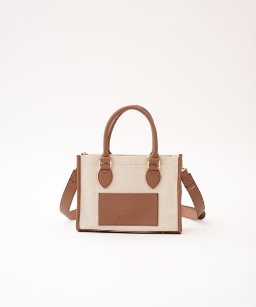 APRILY(アプリリー)の「3way APRILYキャンバストートバッグ S(トートバッグ・レディース・ブラック/グレイッシュベージュ/ブラウン/ピンク・S)」の2枚目の写真