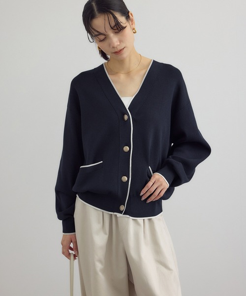 メタルボタンスウェットライクラインカーディガン WEB限定】メタルボタンスウェットライクラインカーディガン 3