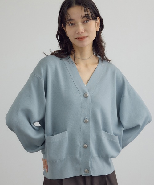 WEB限定】メタルボタンスウェットライクラインカーディガン 3